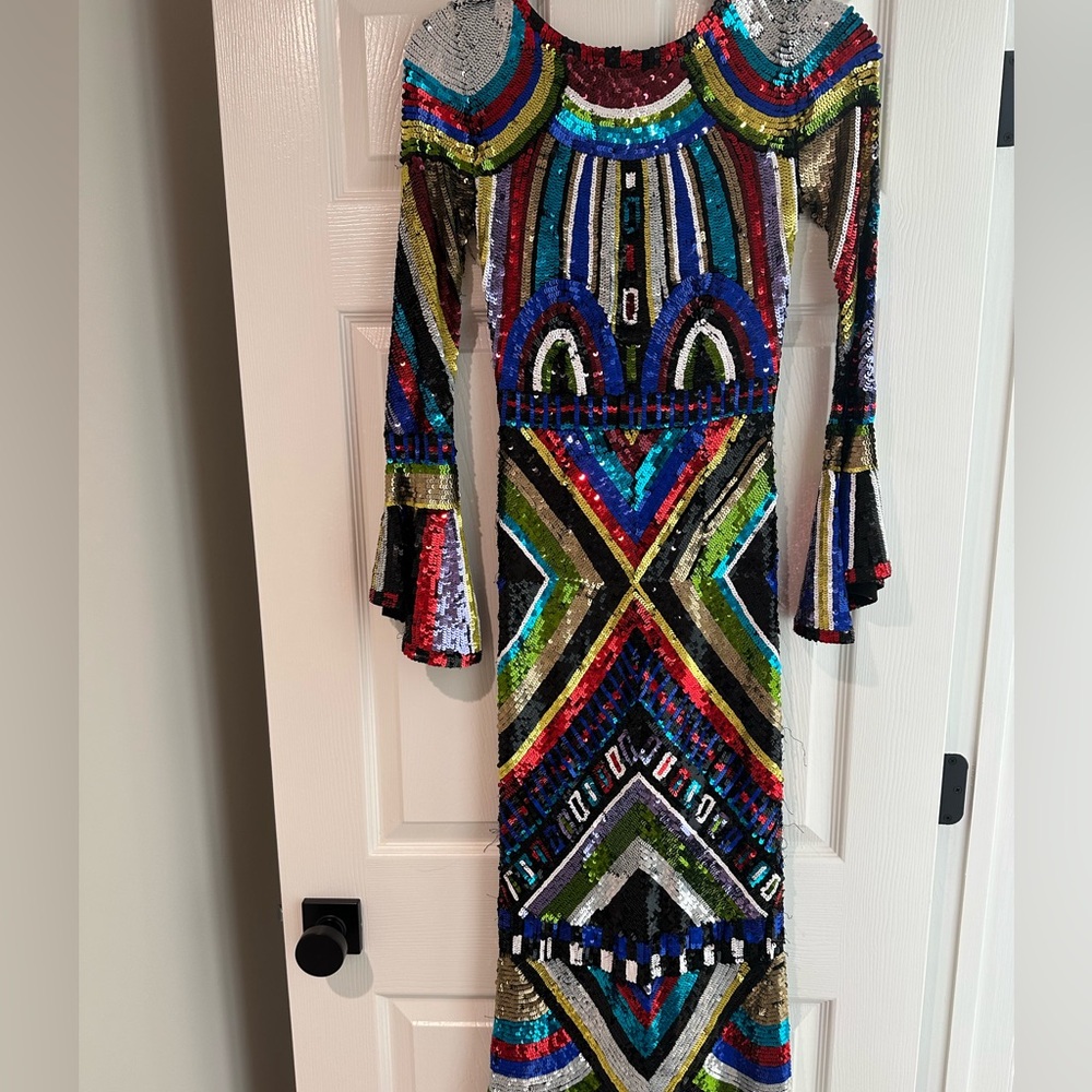 Multicolor Sequin Geometric Dress - Picture 3 of 3